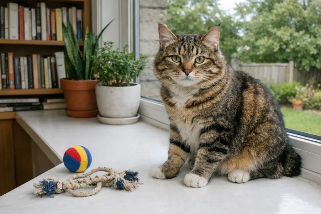 Американський бобтейл на підвіконні