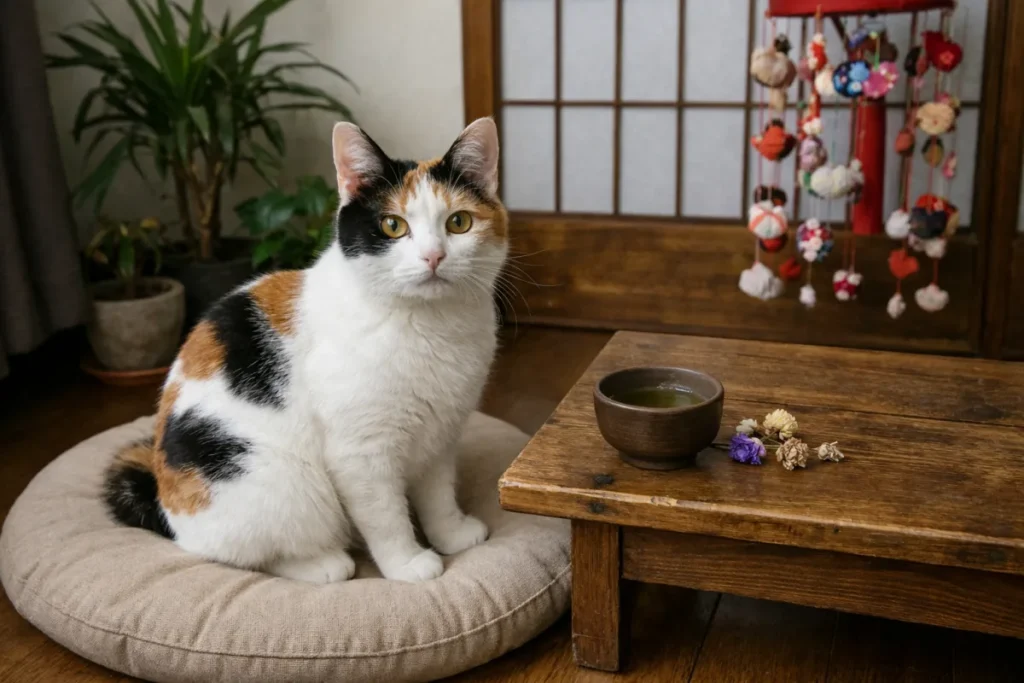 Японський бобтейл на подушці