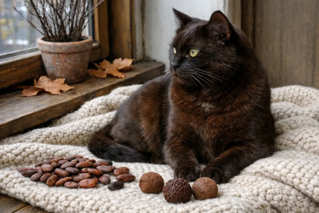 Шоколадний кіт на м'якому пледі