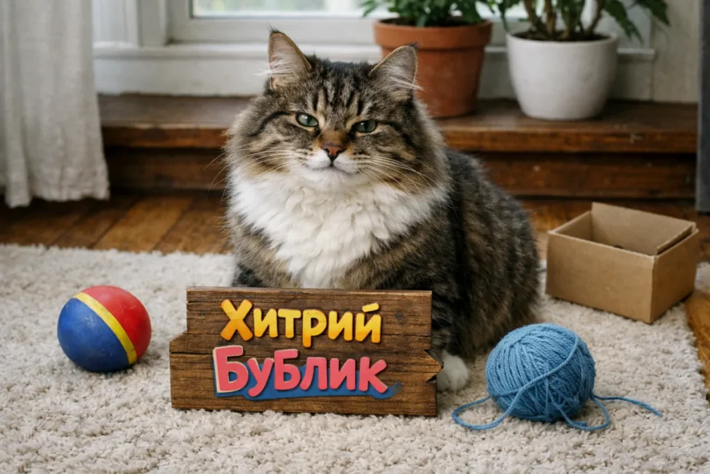 Кіт з кумедною табличкою